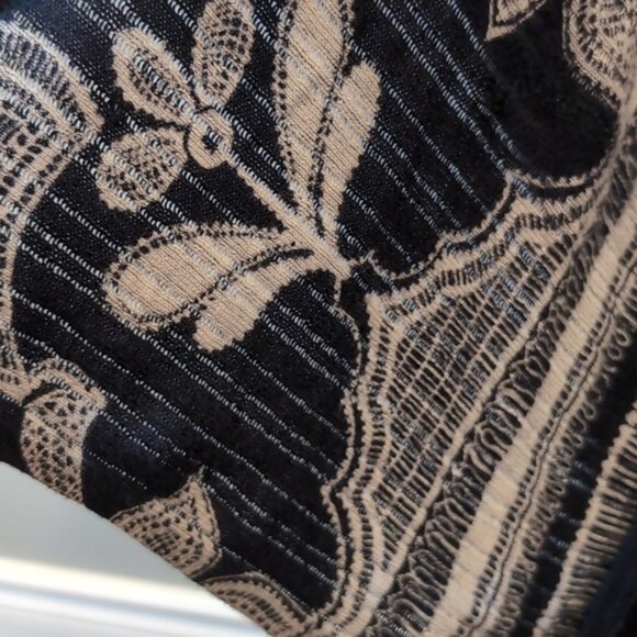 Vintage Chicos Damask Modal Cardigan Open Flyaway Front Short Sleeve Ribbed Knit - Picture 12 of 17